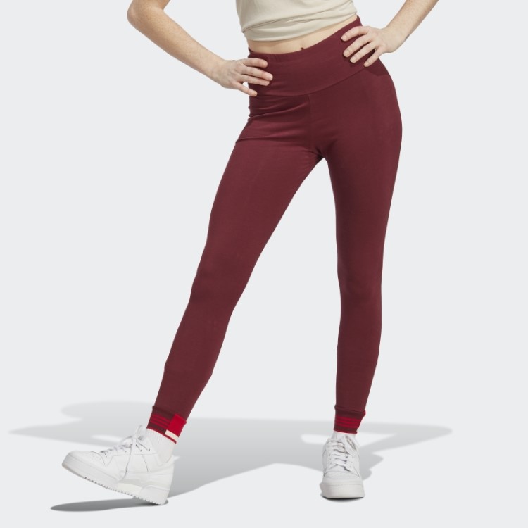 Leggings Com Punho Canelado Vermelho Adidas