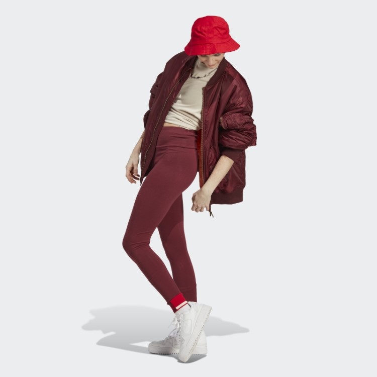 Leggings Com Punho Canelado Vermelho Adidas