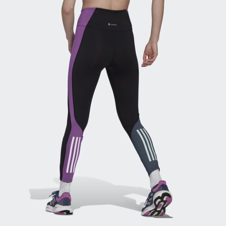 Adidas Possui Leggings Pretas 7/8 Colorblock Run