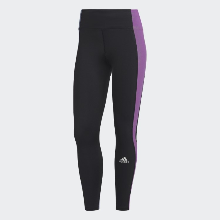 Adidas Possui Leggings Pretas 7/8 Colorblock Run