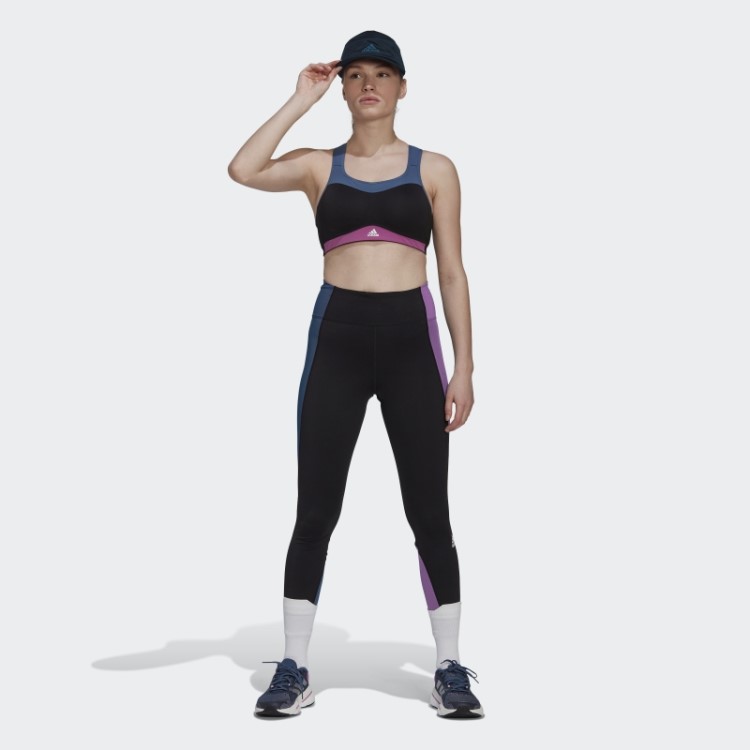 Adidas Possui Leggings Pretas 7/8 Colorblock Run