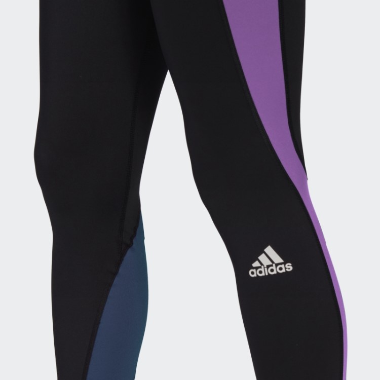Adidas Possui Leggings Pretas 7/8 Colorblock Run