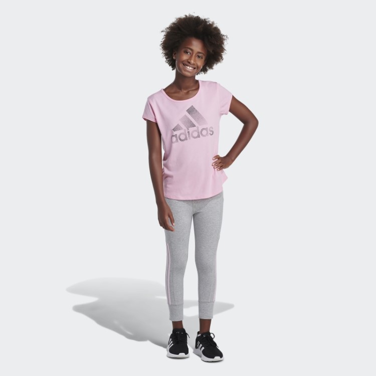 Meia Calça Jogger 7/8 Cinza Médio Com As Três Listras Adidas
