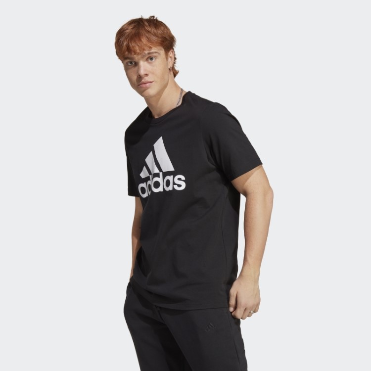 Essentials Camiseta Single Jersey Com Logo Grande Adidas Preta