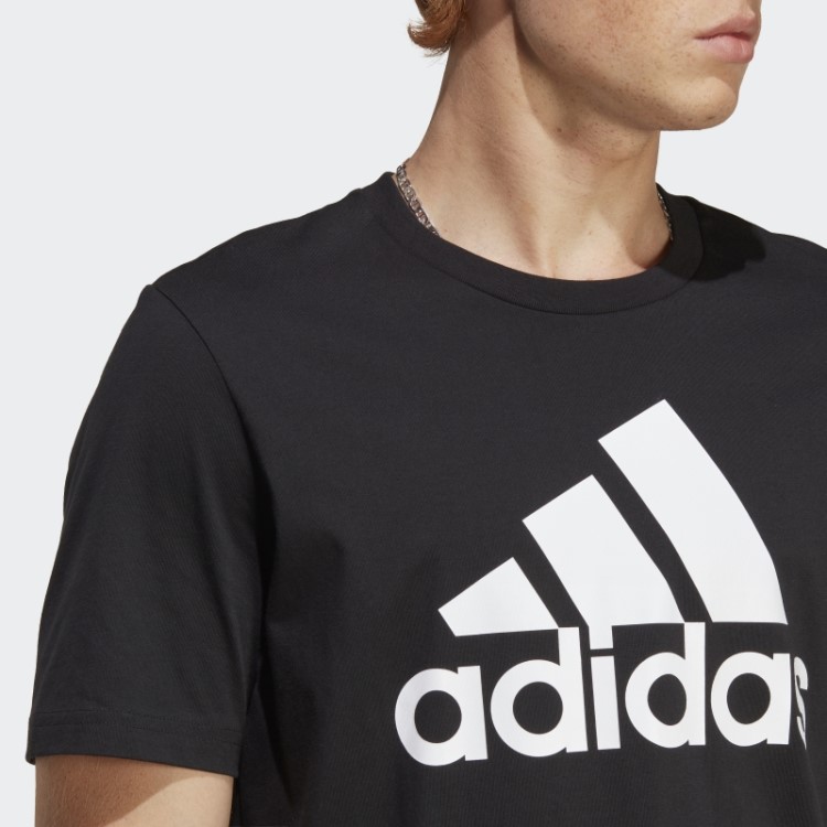 Essentials Camiseta Single Jersey Com Logo Grande Adidas Preta