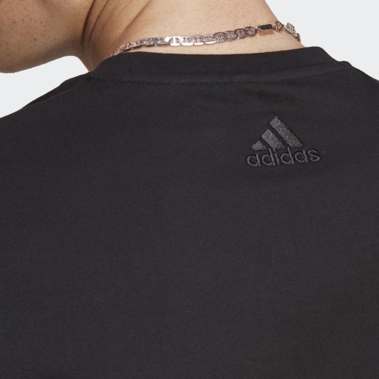 Essentials Camiseta Single Jersey Com Logo Grande Adidas Preta