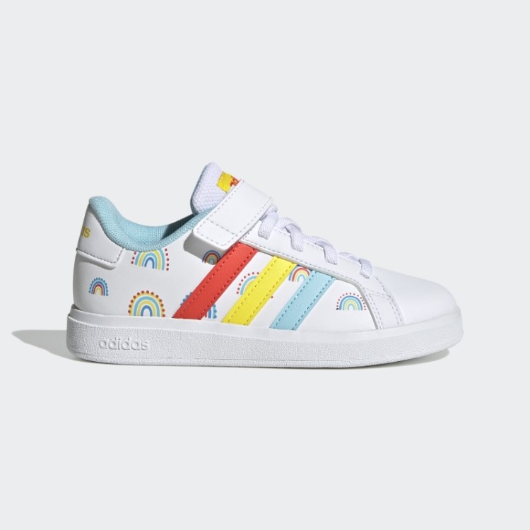 Adidas Grand Court Estilo De Vida Sustentável Sapatos Elásticos De Renda E Tira Superior Em Negrito Laranja