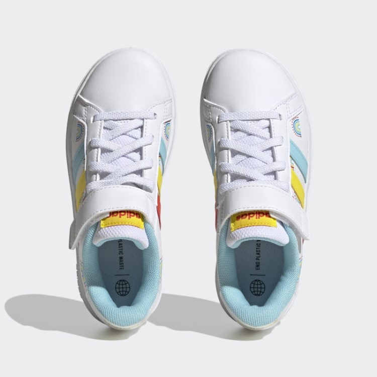 Adidas Grand Court Estilo De Vida Sustentável Sapatos Elásticos De Renda E Tira Superior Em Negrito Laranja
