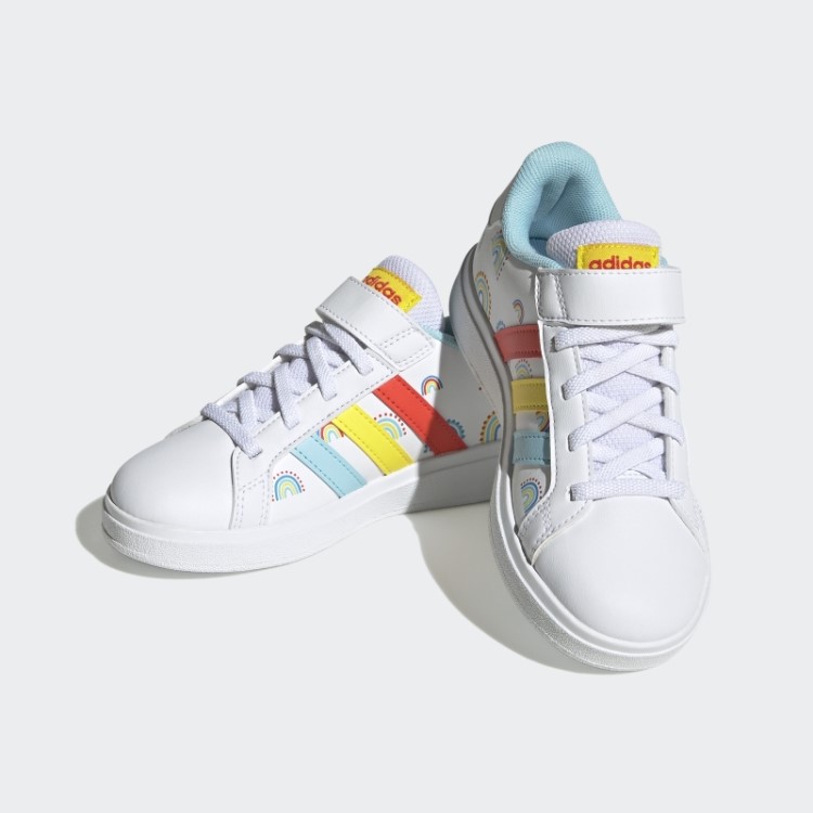 Adidas Grand Court Estilo De Vida Sustentável Sapatos Elásticos De Renda E Tira Superior Em Negrito Laranja