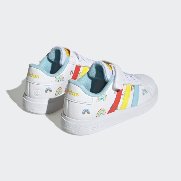 Adidas Grand Court Estilo De Vida Sustentável Sapatos Elásticos De Renda E Tira Superior Em Negrito Laranja