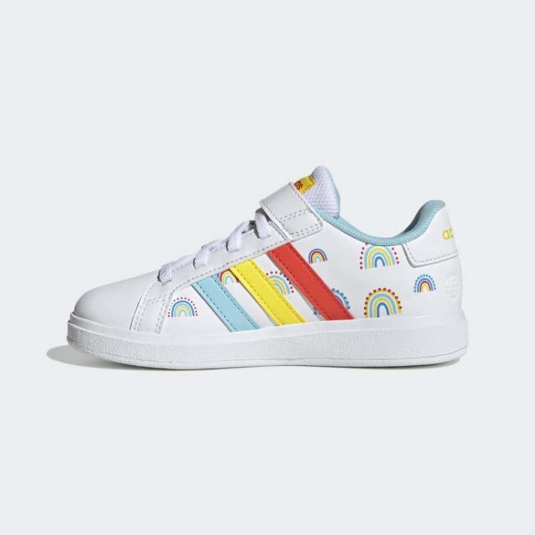 Adidas Grand Court Estilo De Vida Sustentável Sapatos Elásticos De Renda E Tira Superior Em Negrito Laranja
