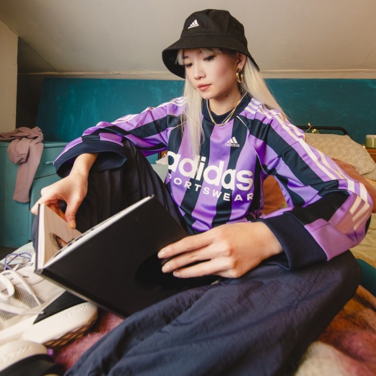 Camisa Jacquard Manga Longa Adidas Violeta