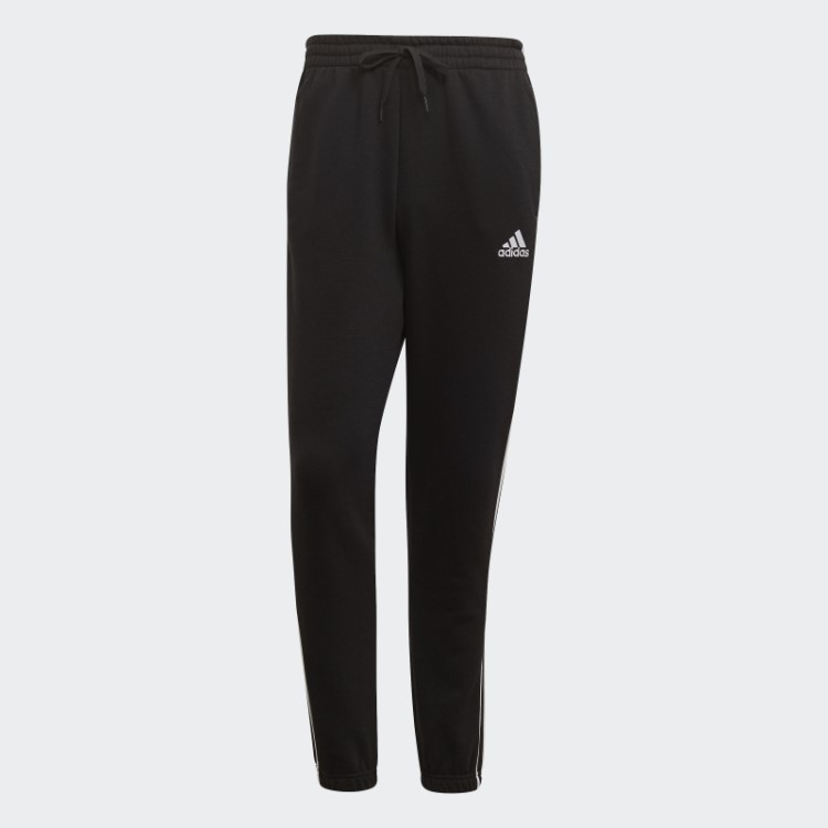 Calça De Lã Com Punho Elástico Cônico Essencial Com As Três Listras Adidas Preta