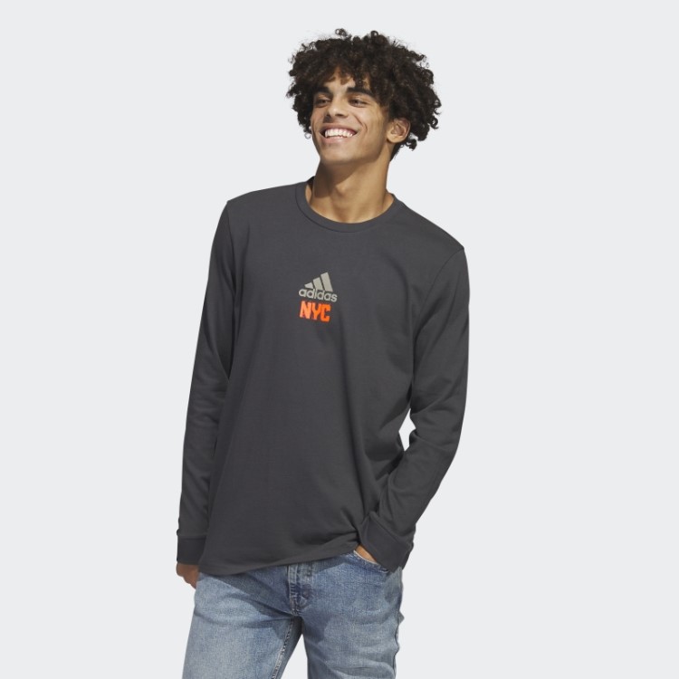 Adidas New York Camiseta Manga Longa Estampada Em Carbono