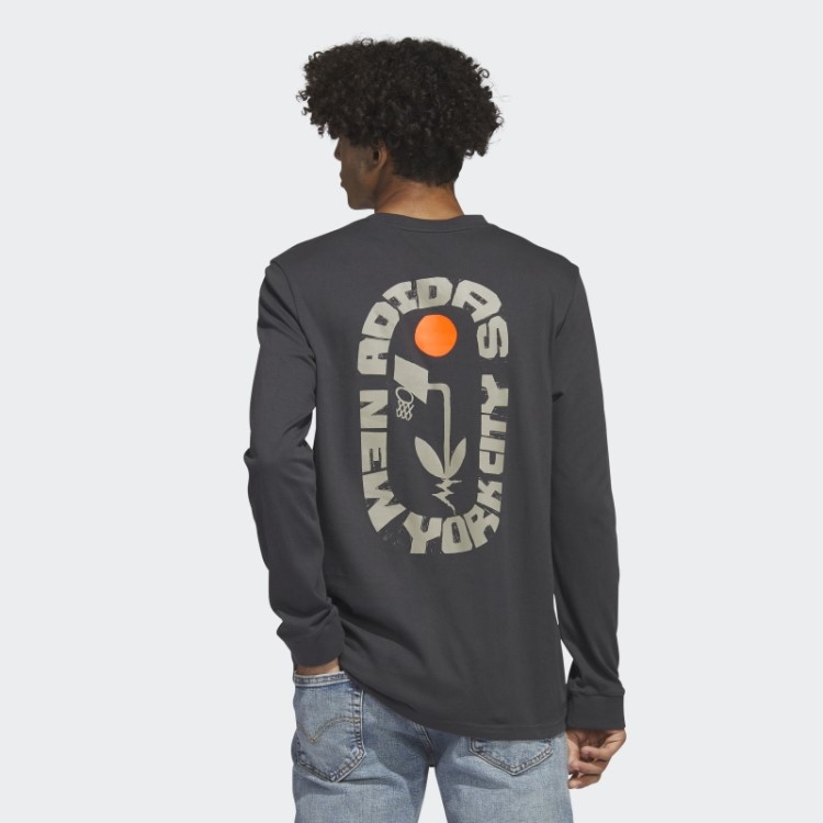 Adidas New York Camiseta Manga Longa Estampada Em Carbono