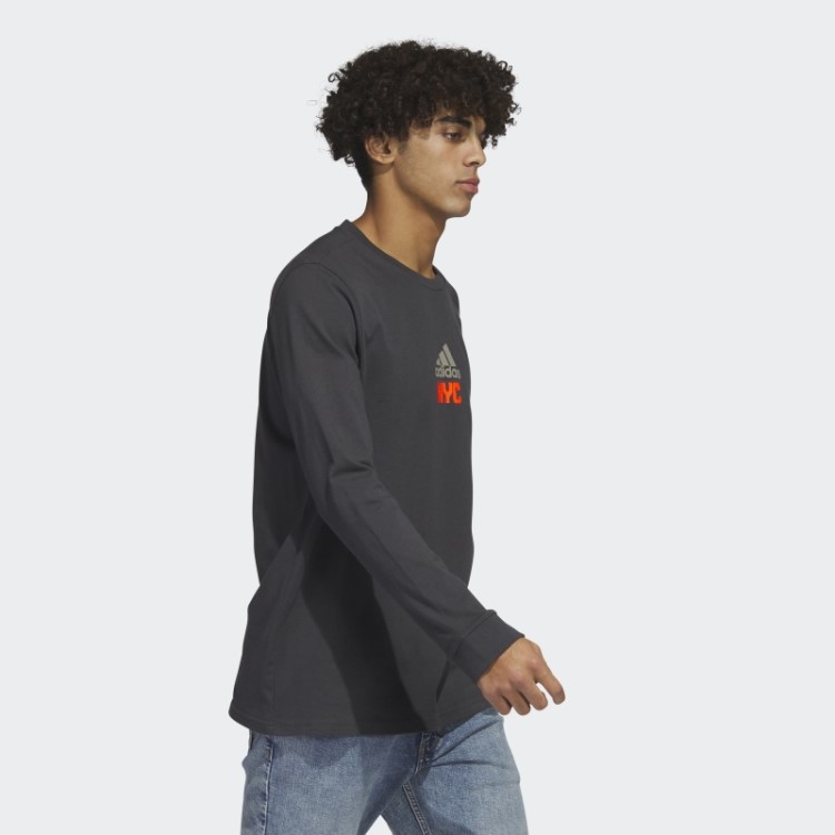 Adidas New York Camiseta Manga Longa Estampada Em Carbono