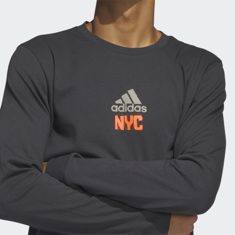 Adidas New York Camiseta Manga Longa Estampada Em Carbono