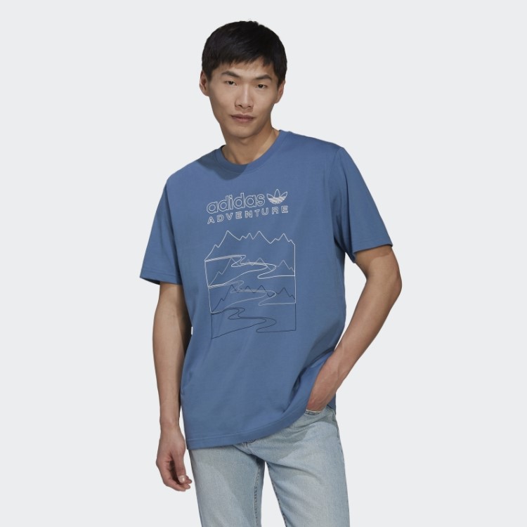 Camiseta Adidas Adventure Mountain Front Fashion Altered Blue