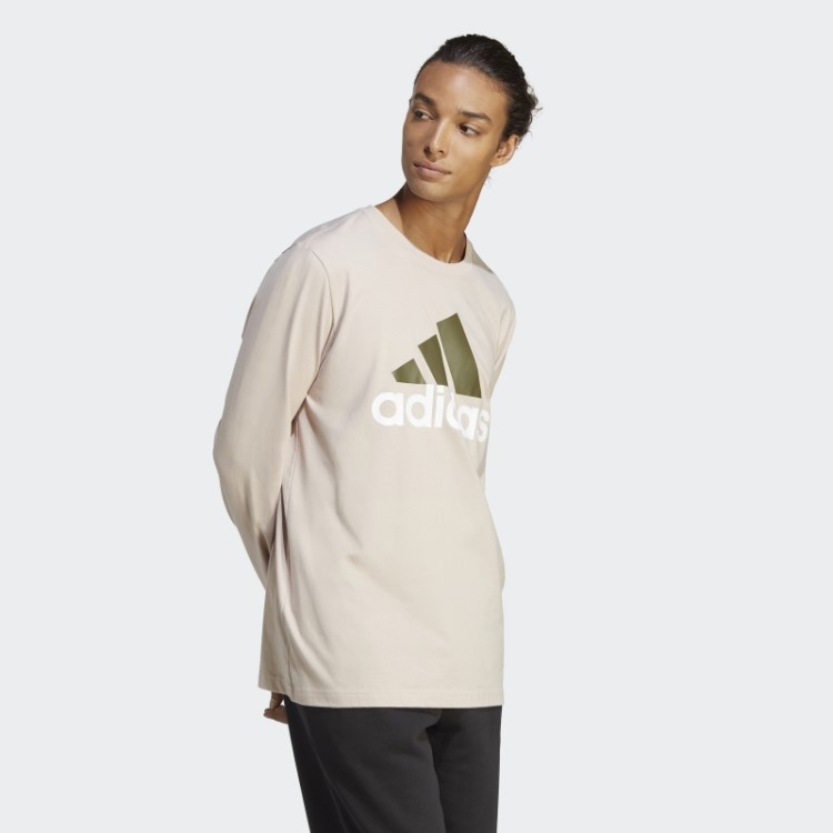 Camiseta De Manga Longa Taupe Adidas Essentials