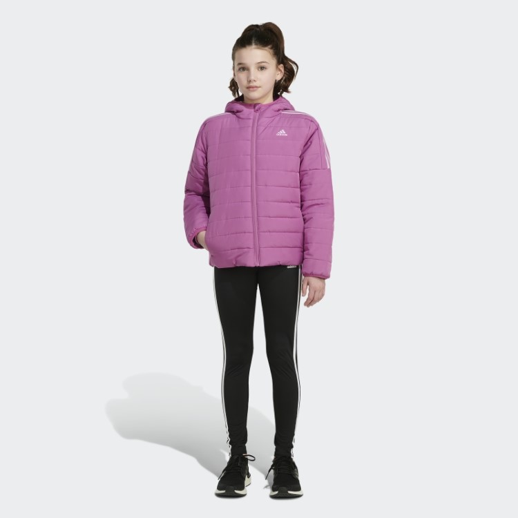 Jaqueta Puffer Aconchegante Com As Três Listras Lilás Adidas