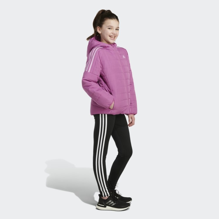 Jaqueta Puffer Aconchegante Com As Três Listras Lilás Adidas