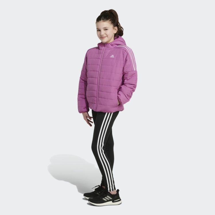 Jaqueta Puffer Aconchegante Com As Três Listras Lilás Adidas