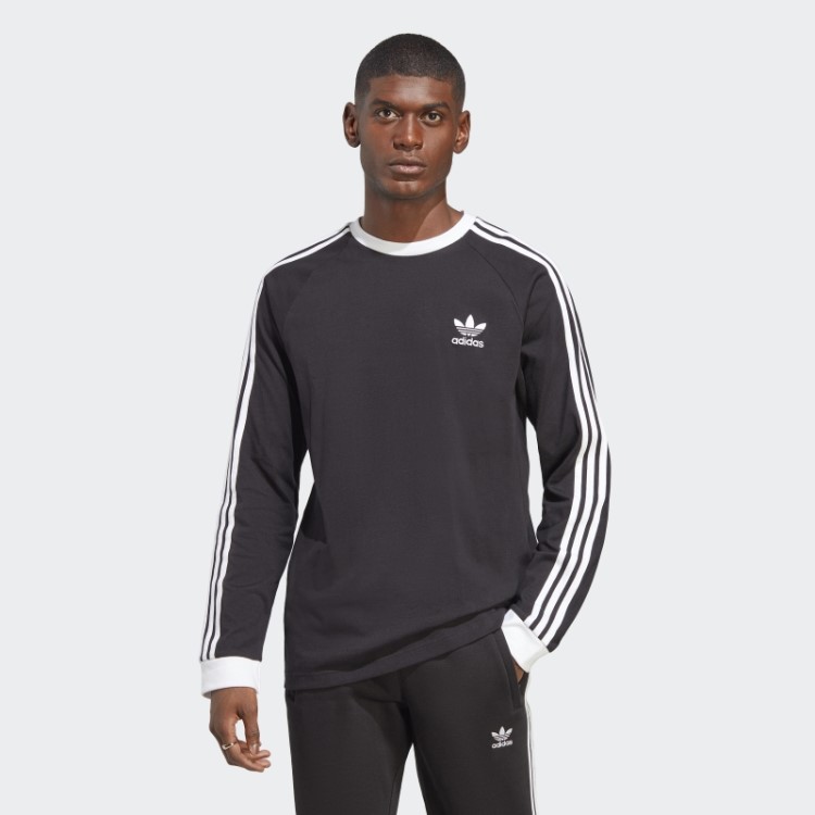 Adicolor Classics Blusa Manga Longa Com As Três Listras Preta Adidas