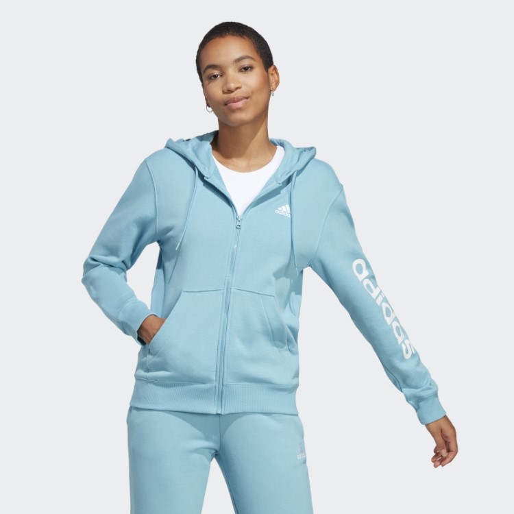 Essentials Moletom French Terry Com Zíper Completo Adidas Azul