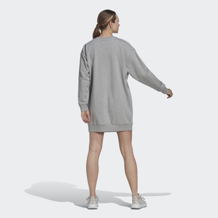 Vestido De Tripulação Cinza Médio Essencial De 3 Listras Adidas