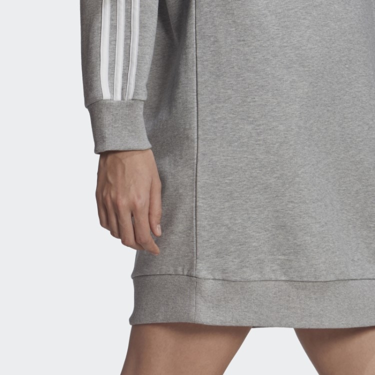 Vestido De Tripulação Cinza Médio Essencial De 3 Listras Adidas