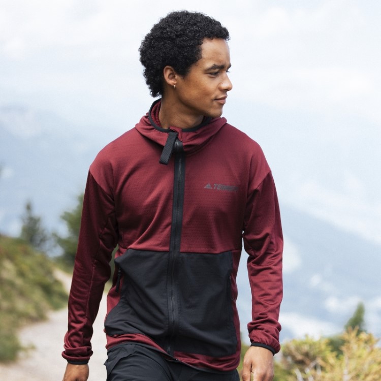 Jaqueta De Caminhada Com Capuz Leve Vermelho Terrex Tech Da Adidas