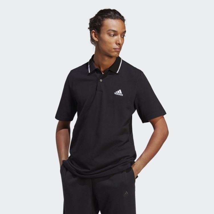 Essentials Camisa Polo Piqué Logo Pequena Adidas Preta