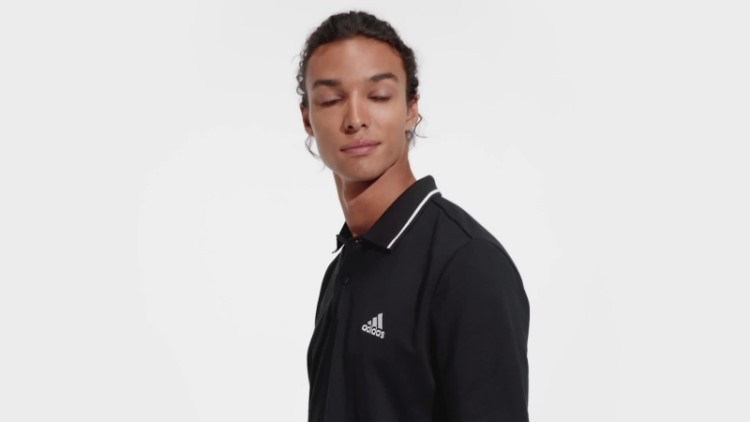 Essentials Camisa Polo Piqué Logo Pequena Adidas Preta