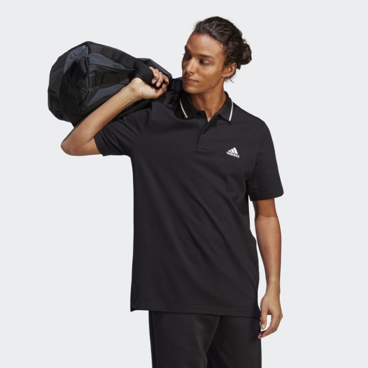 Essentials Camisa Polo Piqué Logo Pequena Adidas Preta