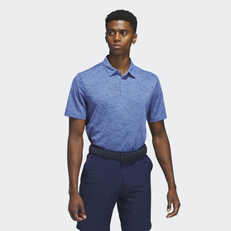Camisa Polo De Golfe Jacquard Texturizada Azul Adidas