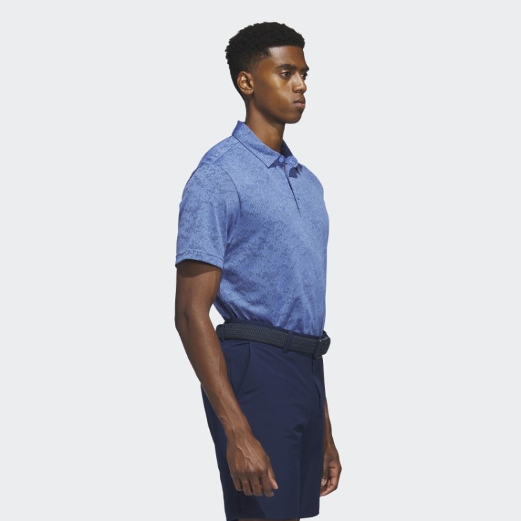Camisa Polo De Golfe Jacquard Texturizada Azul Adidas
