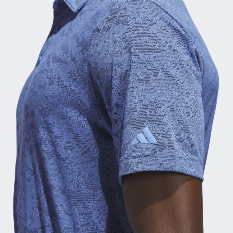Camisa Polo De Golfe Jacquard Texturizada Azul Adidas