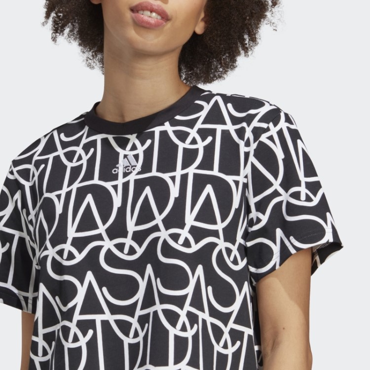 Camiseta Preta Hot Allover Adidas Graphic Boyfriend