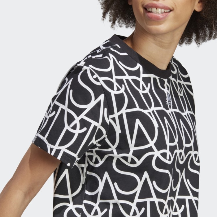 Camiseta Preta Hot Allover Adidas Graphic Boyfriend