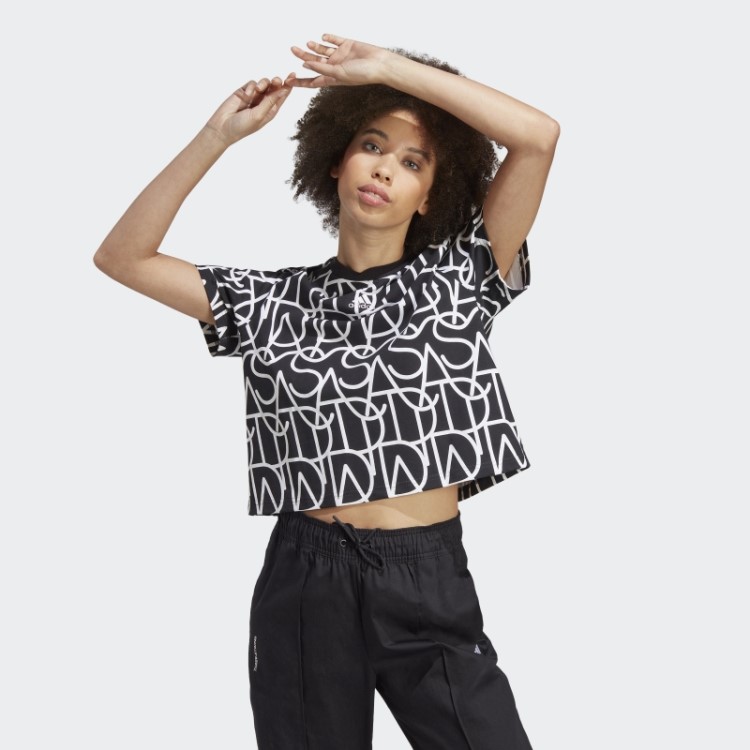 Camiseta Preta Allover Adidas Graphic Boyfriend Quente