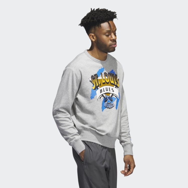Moletom Cinza Médio Azul Vintage Crew Adidas
