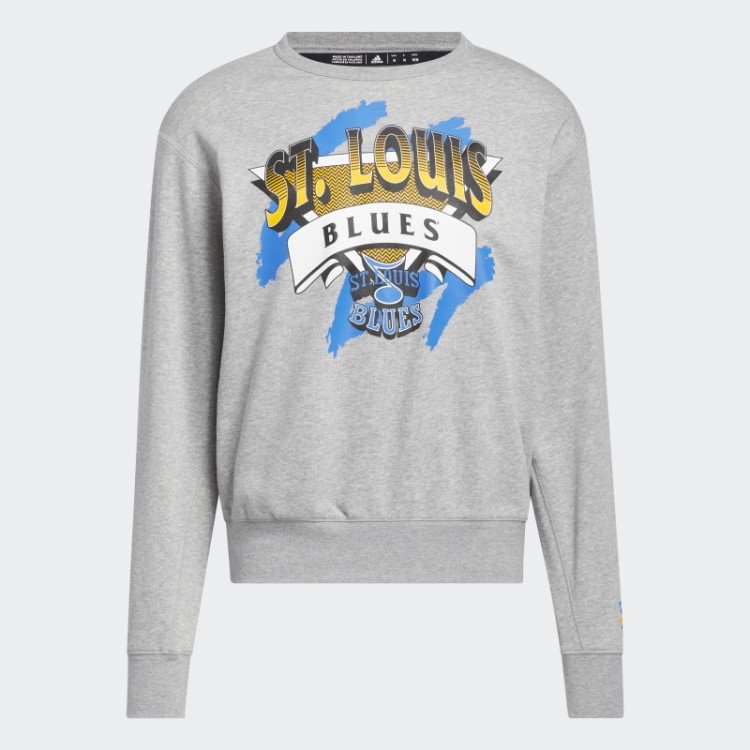 Moletom Cinza Médio Azul Vintage Crew Adidas