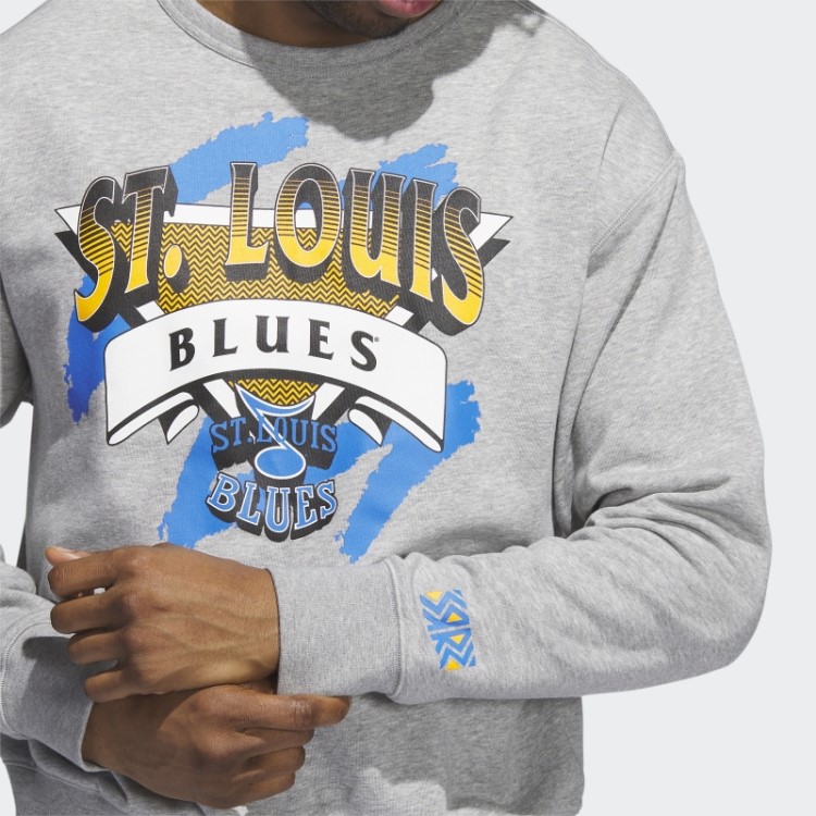 Moletom Cinza Médio Azul Vintage Crew Adidas