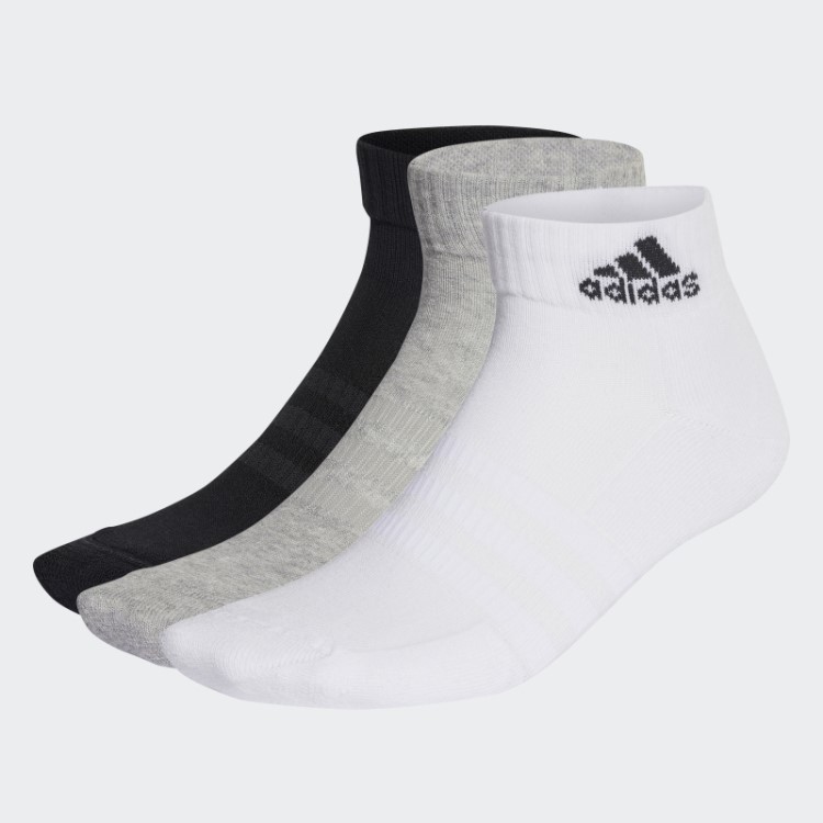 Meias Esportivas Acolchoadas Cinza Médio Adidas 3 Pares