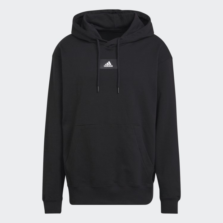 Moletom Com Capuz French Terry De Ombro Caído Adidas Essentials FeelVivid Preto