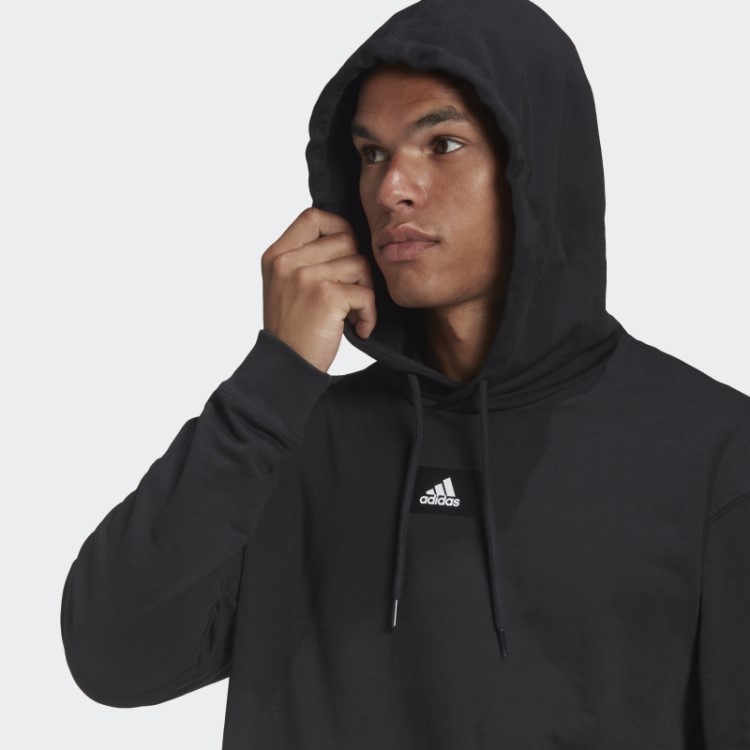 Moletom Com Capuz French Terry De Ombro Caído Adidas Essentials FeelVivid Preto