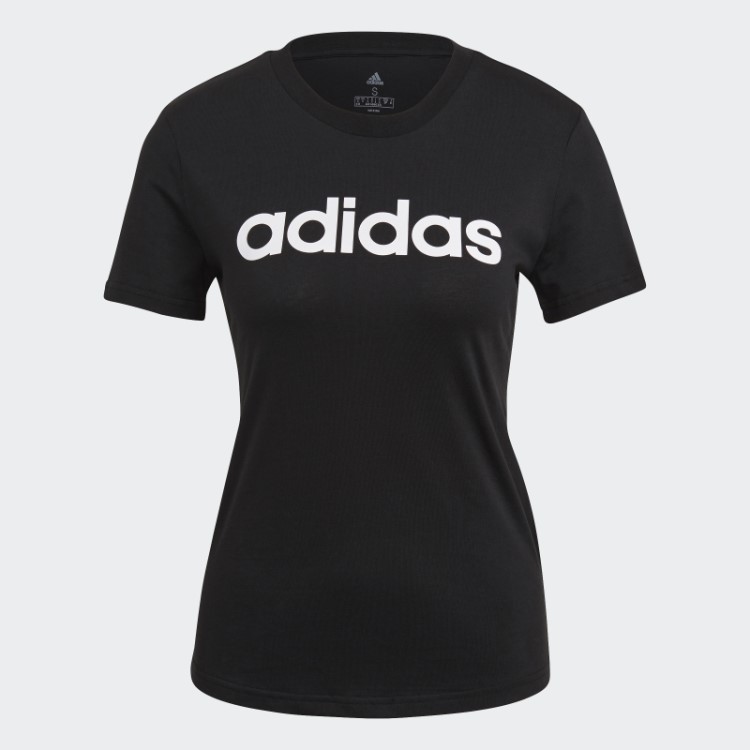 Camiseta Preta Adidas Essentials Slim Com Logo