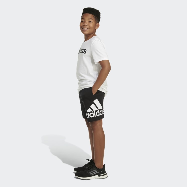 Distintivo French Terry Preto Adidas Essencial De Shorts Esportivos