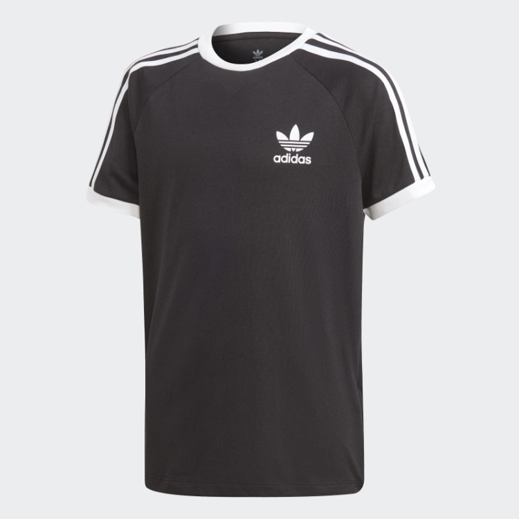 Camiseta Preta Com As Três Listras Da Adidas