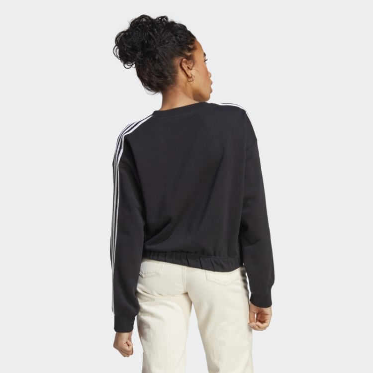 Sweatshirt Cropped Com As 3 Riscas Preta Essencial Adidas